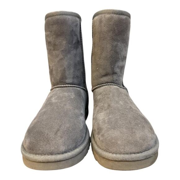 UGG Classic Short II Gray Shearling Boot Suede Women size 8 - Picture 4 of 7